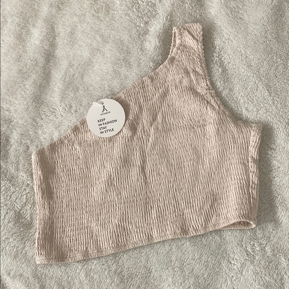 Tan Asymmetrical Ribbed Sleeveless Tank Top